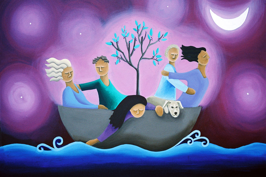 a limited edition print by mandy of people sailing in a boat