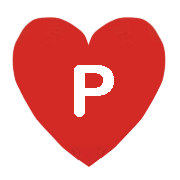 an image of a simplified romantic love heart with the letter p for pinterest
