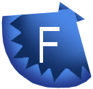 an image of a simplified blue shell with the letter f for facebook