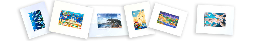 an image of a selection of small mounted prints