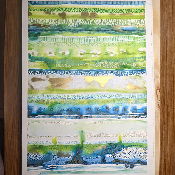 an image of a notebook by Mandy printed with some of her original watercolour art