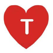 an image of a big red love heart with the letter t for twitter