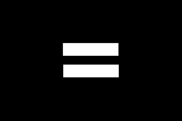 two white parallel lines on a black background signifying the word equals